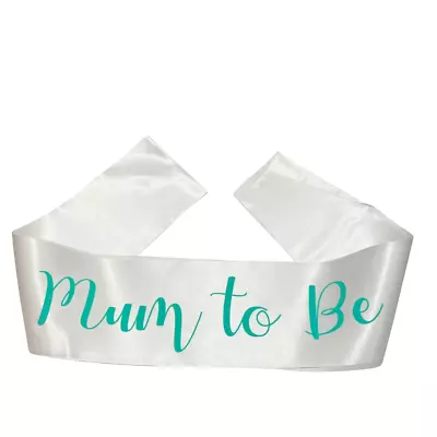 BABY SHOWER SASH MUM TO BE Baby Boy Girl Party Sash White & Green FREE POST • £1.69