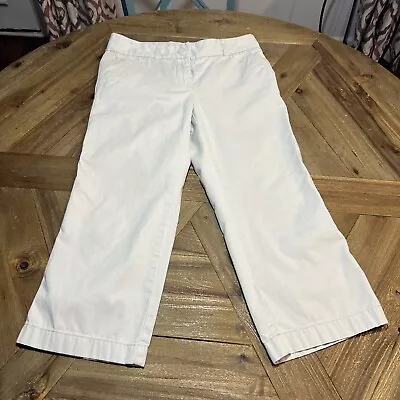 J Crew Women's Khaki Favorite Fit Flat Front 100% Cotton Crop Pants Size 8 • $16.99