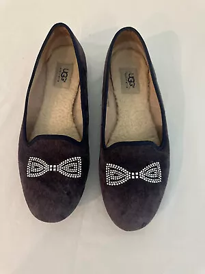 UGG Australia Alloway Crystal Bow Grayish Blue Ballet Flats Women Sz 9.5 • $29.99