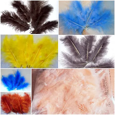 100 X Good Quality Turkey Marabou Feathers Approx 3  To 5  Long - Last Few • £3.25