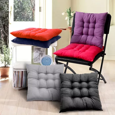 4/8 Pieces Seat Pad Dining Room Garden Kitchen Chair Seat Cushions Tie On Pillow • £15.94