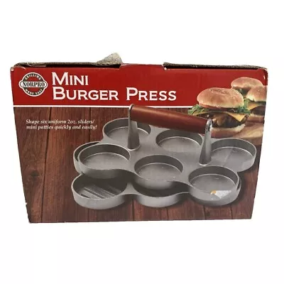 Norpro Mini Burger Press Cast Aluminum & Wood Summer Barbecue Cooking Tool 2 Pc • $17.98