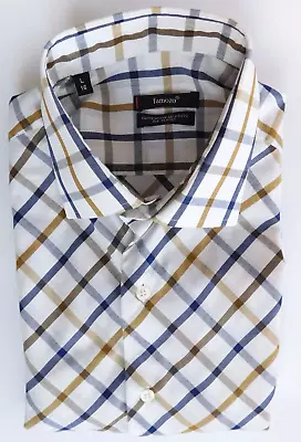 Famozo Check Shirt L Collar Size 16 Long Sleeved Double Cuffs Cotton RM • £17