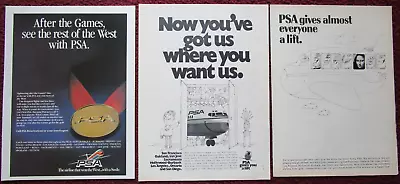 Lot Of 3 Different PSA Pacific Southwest Airlines Print Ads ~ Catch Our Smile • $7.99