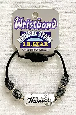 ID Wristband / Bracelet - Natural Stone - Sandblasted Name -Thomas - Brand New • £2.99
