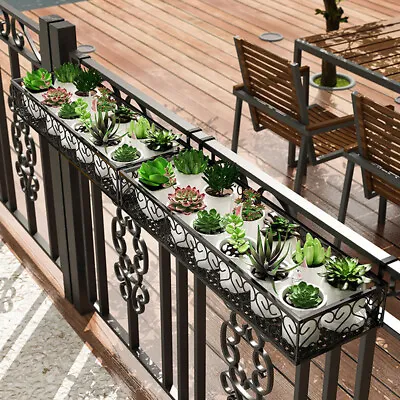 Patio Hanging Planter Garden Fence Plant Holder Shelf Balcony Railing Flower Pot • £11.95