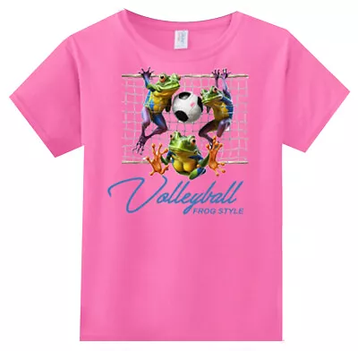 Volleyball Frog Style Ladies Softstyle Fitted T-Shirt Cute Graphic Love Funny • $19.99