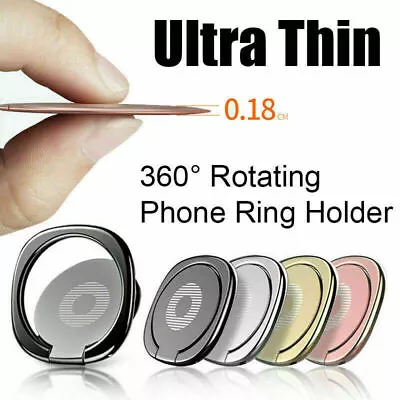 Mobile Phone Ring Holder Finger Grip 360° Rotate Stand Mount Metal ULTRA THIN • £2.48