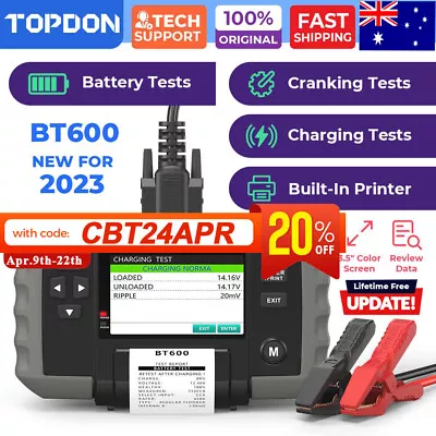 TOPDON BT600 Battery Tester With Printer-in Battery Load Test Charging Cranking • $239