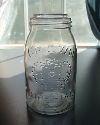 Vintage Midget CROWN IMPERIAL Pt Clear Fruit Jar- No Lid • $9.99