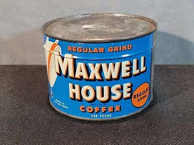 Vintage Unopened Maxwell House Coffee Tin 1Lb Keywind Full Sealed Can Blue • $59.99
