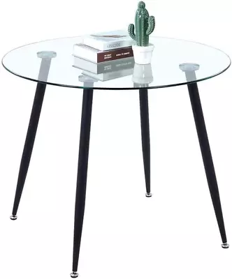 𝐆𝐎𝐋𝐃𝐅𝐀𝐍 Glass Dining Table Modern Round Kitchen Table Modern Dinner ... • $135.29