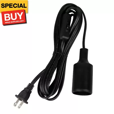 15 FT Hanging Light Socket With Cord Black E26 Extension Cord With On Off Switc • $16.99