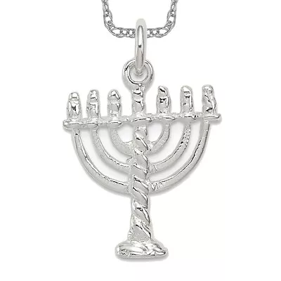 925 Sterling Silver Menorah Necklace Charm Pendant • $149