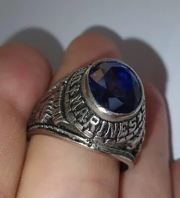 United States Marines Military Blue CZ Stone Ring Size 10 Silver Brass USM USA • $12