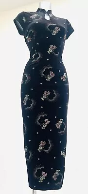 £55 • Buy CHARLOTTE HALTON Vintage Gorgeous VELOUR FLORAL ORIENTAL MAXI DRESS 10 Fit 12