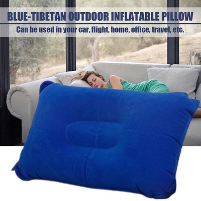 $5.84 • Buy Inflatable PVC And Nylon Pillow Soft Air Blow Up Sleep Camping UK Hot R7J1