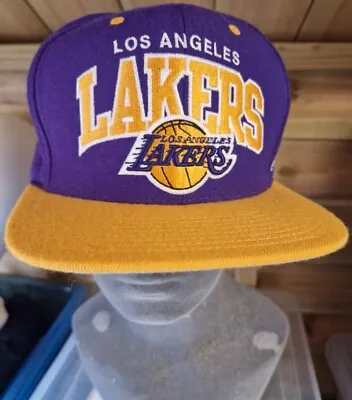  Snapback LA Lakers Mitchell And Ness Cap Hat Purple Yellow Adjustable NBA  • £12.99