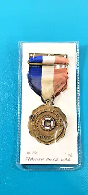 Vintage Spanish American War ROTC Medal Pin W VA. Ribbon Aux • $59.99