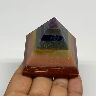 154.7g 2 X2.1  7 Chakra Pyramid Bonded GemstoneHealing Crystal B29803 • $13.95