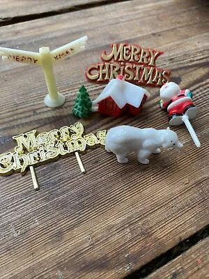 £0.99 • Buy % Vintage Retro Christmas Cake Toppers %
