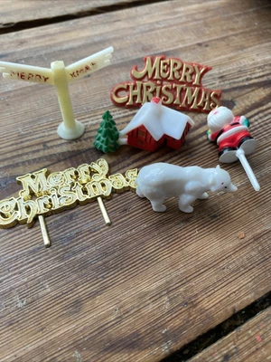 £0.99 • Buy % Vintage Retro Christmas Cake Toppers %
