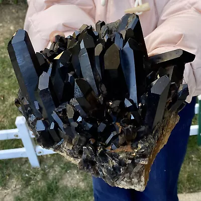 10.97LB Natural Beautiful Black Quartz Crystal Cluster Mineral Specimen • $26