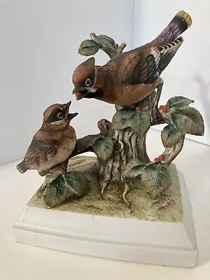 Vintage Waxwing By Andrea Mama Bird Feeding Baby Berries Figurine Exc Condition • $15.99