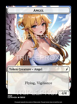 MTG Token Custom Anime Waifu Angel 4/4 White - Custom Token By TRPLP • $4.99