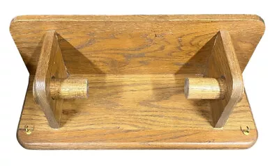 Vtg Oak Wood Paper Towel Holder And Shelf Heavy And Solid • $19.99