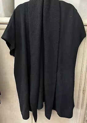 Eileen Fisher L Black 100% Cashmere Vest May Fit Xl 1x Side Pockets Shawl Collar • $115