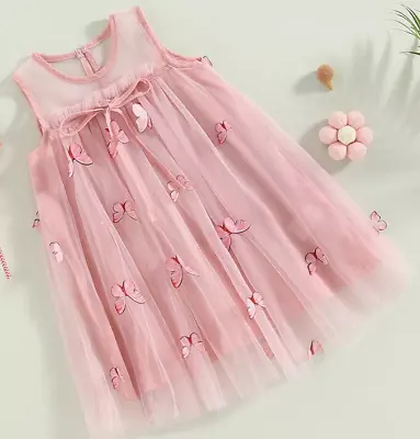 Pink Butterfly Tulle Toddler Dress - Age Guide 18 Months  - Free P&P • £17.99