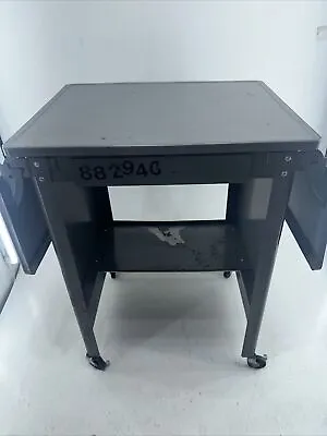 $60 • Buy Vintage Metal Typewriter Table Stand Drop Leaf Rolling Industrial Gray