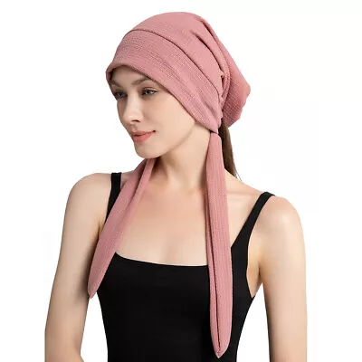 Long Tail Pre-Tied Women Turban Hijab Hat Muslim Head Wrap Hair Loss Chemo Cap • $5.82