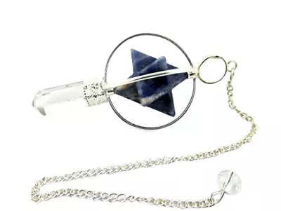 Sodalite Spinning Merkaba Pendulum 2.5 Inch Jet International Crystal Therapy • £18.23