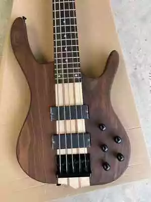 Walnut Body 5 Strings Electric Bass Guitar Neck Through BodyBlack Hardware • $429