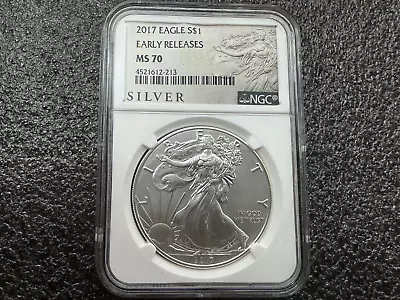 2017 American  Silver  Eagle  1 Oz 999 Ngc Ms 70 Early  Releases • $50