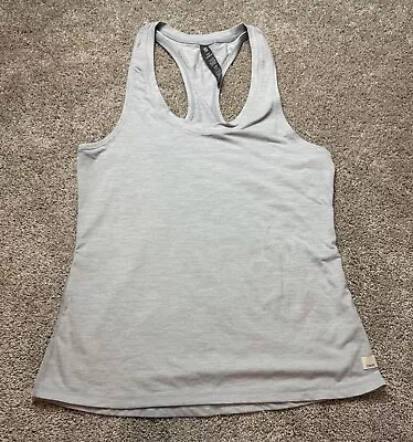 Vuori Light Gray Racerback Lux Performance Tank Top Medium Sporty EUC Athleisure • £28.90