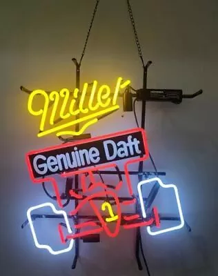 Neon Signs Beer Bar Club Glass Neon Signs For Office Hotel Pub Miller Race Car • $177.71