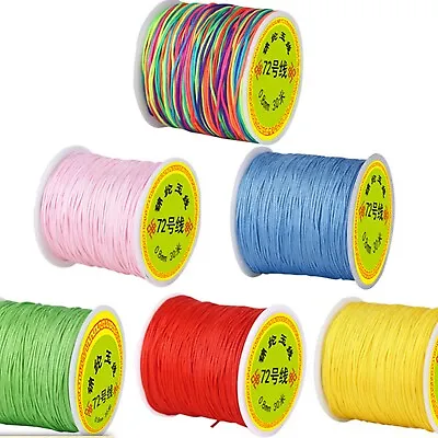 £2.99 • Buy 55 Yards Nylon String Chinese Knotting Thread 0.8mm Braid Rattail Cord Rope 
