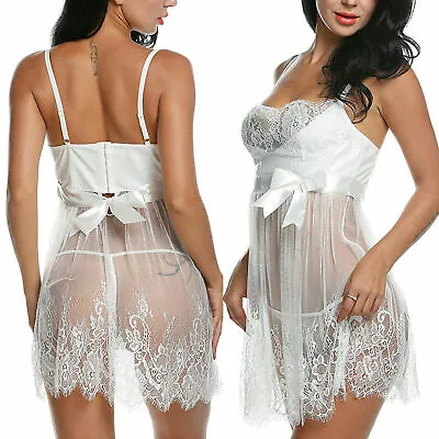 Women Ladies Sexy Valentine Lingerie Lace Babydoll Underwear Nightwear Sleepwear • £6.13