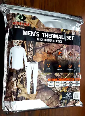 MOSSY OAK Men's XL THERMAL 2-PC SET Microfiber Fleece TOP & BOTTOM Brown NWT • $23.99