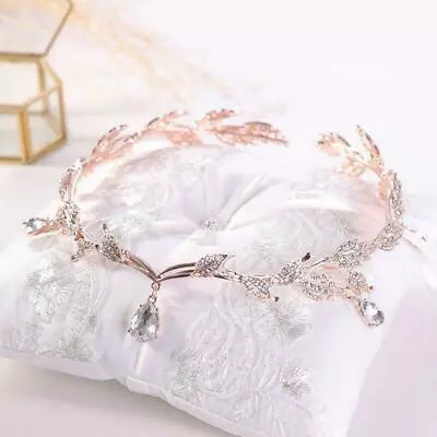 $11.99 • Buy Crystal Tiara Wedding Bride Princess Rhinestone Hair Pearl Headband Crown Bridal