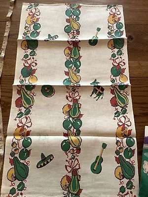 257🌟Vintage GREEN UNUSED Dish Tea Towel SUMMER GOURDS Sombrero 16” X27” #2 • $14.95