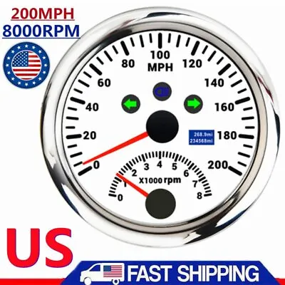 $49.99 • Buy 85mm GPS Speedometer Gauge 0-200MPH With 8000 RPM Tachometer For Car Boat ATV