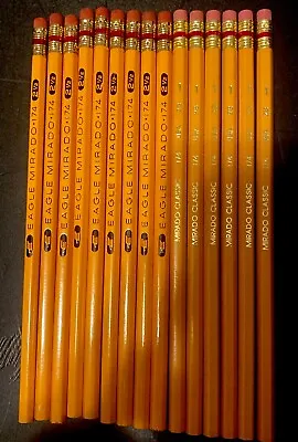 Vintage Eagle Mirado 174 15 Pencils 9 174-2 1/2 F And 6 174-1 2B USA • $17.50
