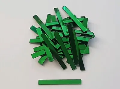 20 Pieces Green Glass Mirror Tiles  0.5 X 5 Cm Art&Craft 1.6mm Thickness  • £3.99