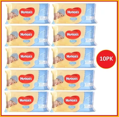 10 X Huggies Pure Baby Wipes Unscented PK56 (560 Wipes) • $27.20