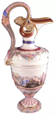 Antique Ginori Doccia Porcelain Capodimonte Relief Scene Pitcher Jug Porzellan • $1526.88