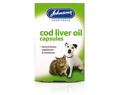  Johnsons Cod Liver Oil Capsules Supplement - For All Cats And Dogs - 40 Tablets • £4.49